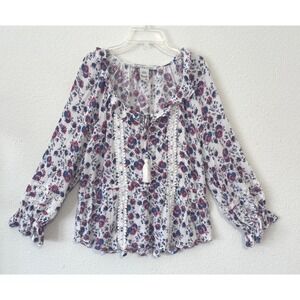 American Rag Boho‎ Floral XL Blouse Top Cottagecore Fairycore Coquette
